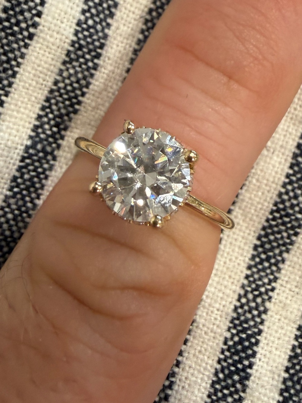 2CT Moissanite Ring in Yellow Gold size 7